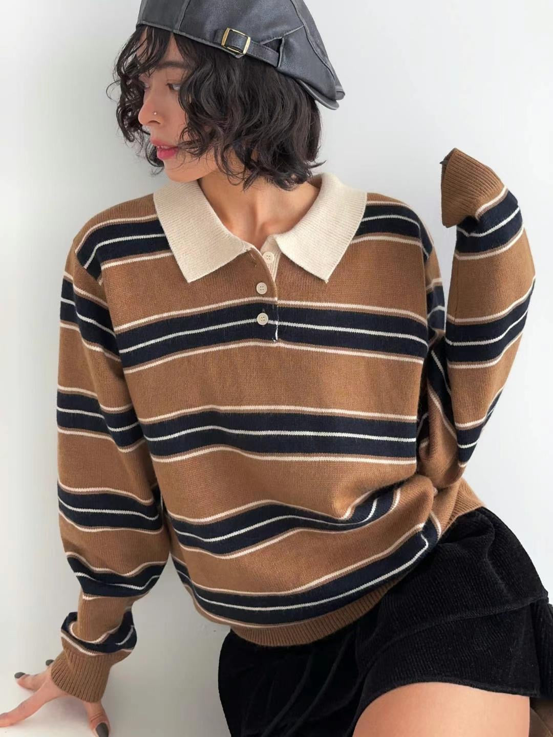 <大愛間條polo針織衫!> Marcia knitted top - Glamorous oootd