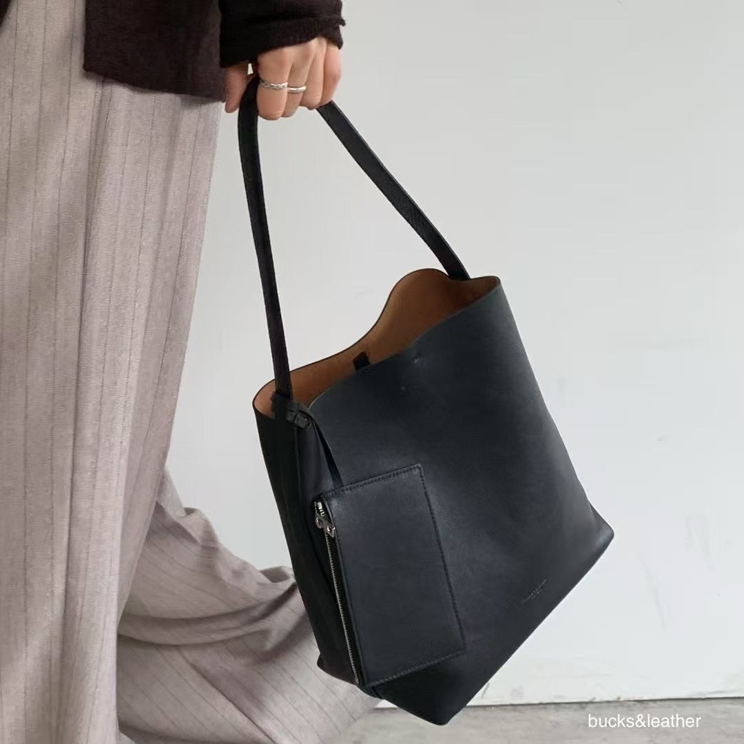 <#BL11 大容量!> Bucks & Leather 簡約款方型tote bag