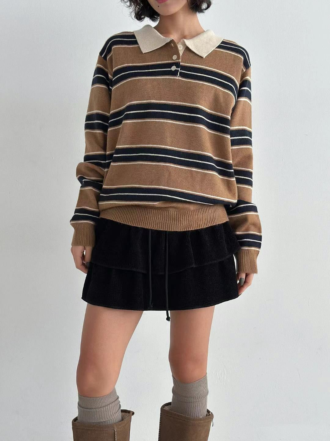 <大愛間條polo針織衫!> Marcia knitted top - Glamorous oootd