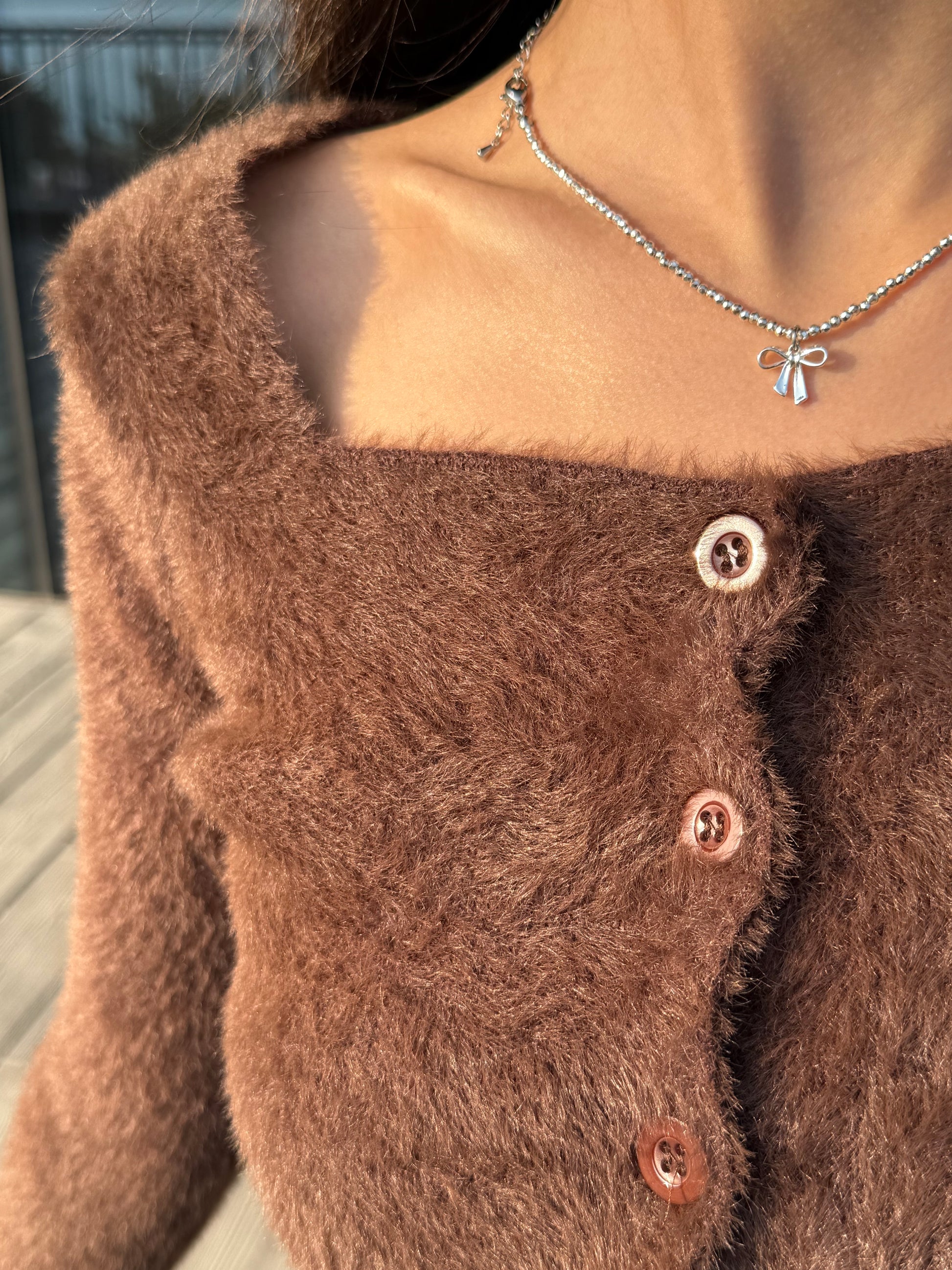 <超級親膚！靚靚毛毛top>Dolores fluffy top (brown) - Glamorous oootd