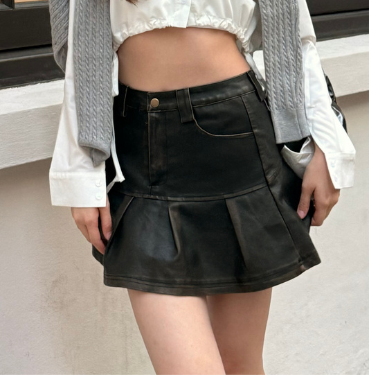 <必入！冬天買皮裙是常識吧！> Mantra leather skirt - Glamorous oootd