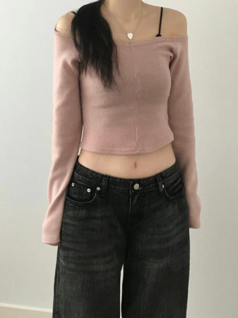 <back to basic!off shoulder親膚top> Comfy off shoulder top - Glamorous oootd