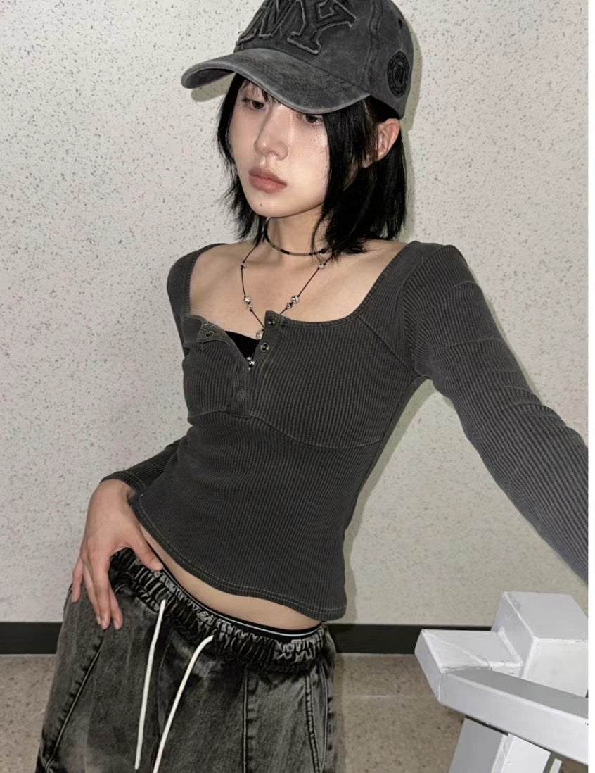 <超有質感 洗水色basic top> Psycho basic top - Glamorous oootd