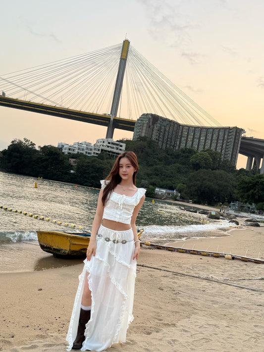 <法式渡假感長裙> Francine ruffle long skirt