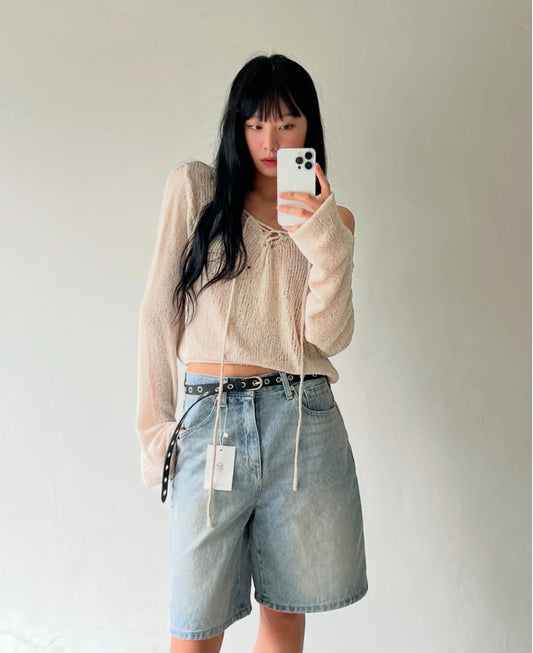 <25SS!休閒針織薄罩衣> Ruby knitted top - Glamorous oootd