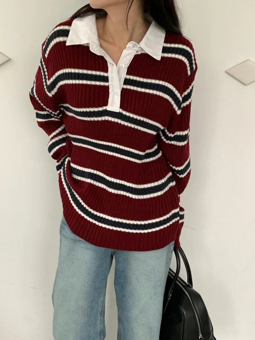 <隨性韓妹間條針織top> Afra knitted top - Glamorous oootd