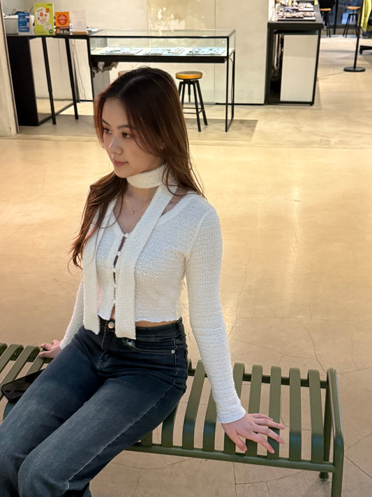<軟綿綿質地 連頸巾氣質top> Fall into me top and scarf set - Glamorous oootd