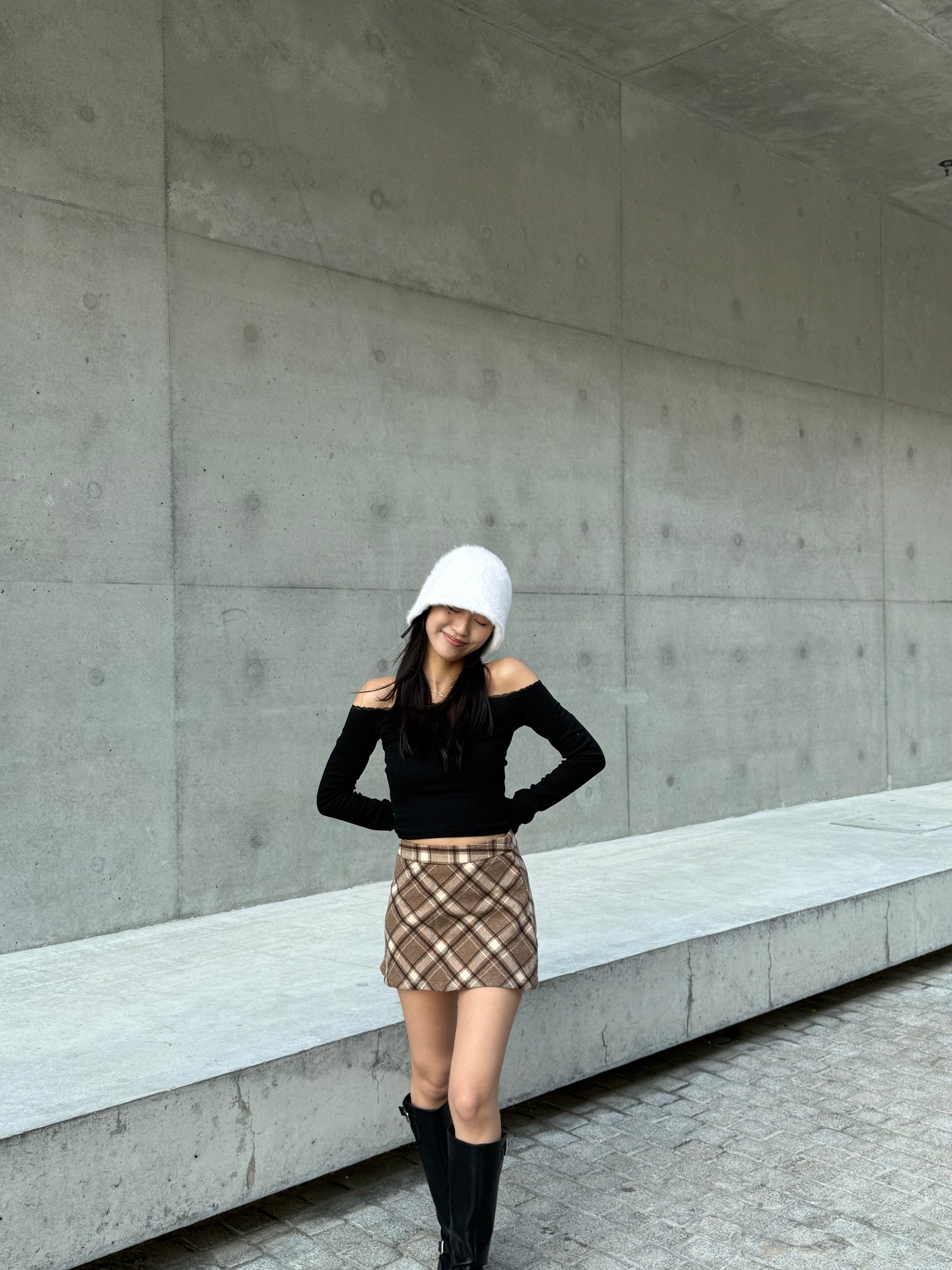<秋季感十足 格仔短裙仔~> Adela plaid skirt - Glamorous oootd