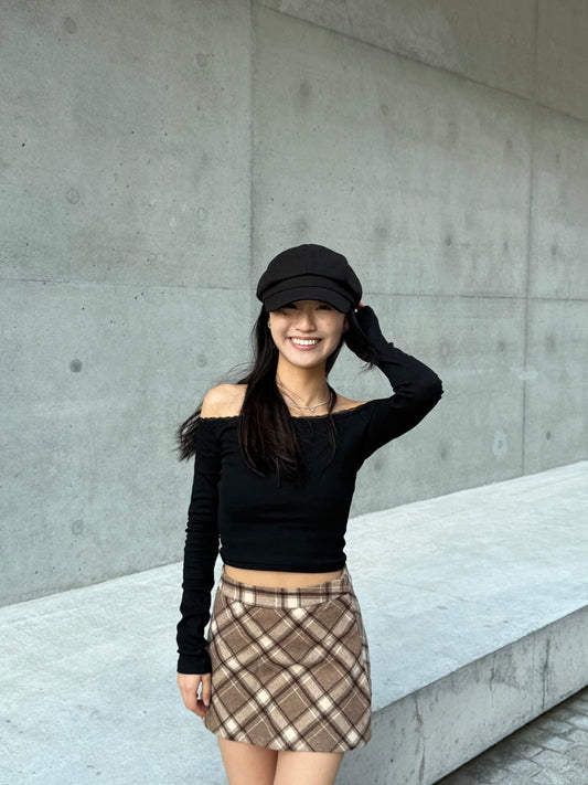 <秋季感十足 格仔短裙仔~> Adela plaid skirt - Glamorous oootd