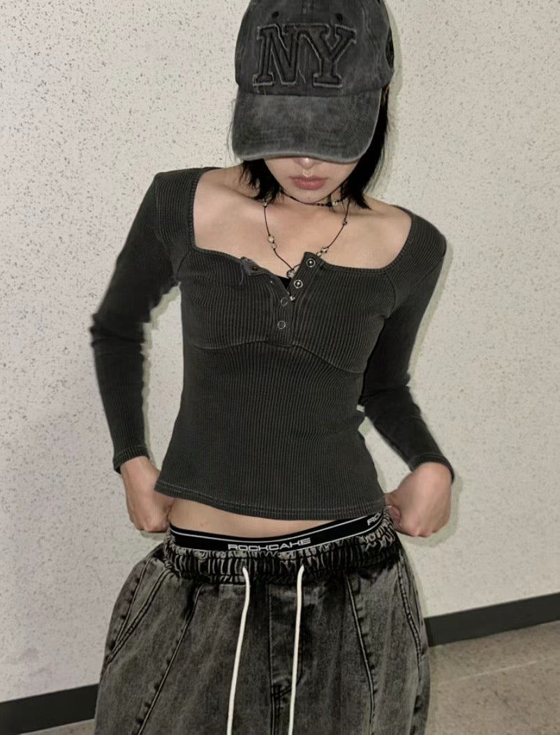 <超有質感 洗水色basic top> Psycho basic top - Glamorous oootd