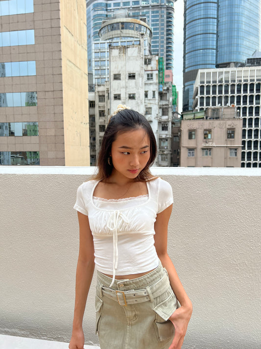 Stephanie lace tie top - Glamorous oootd