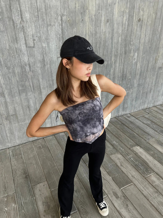Tie dye bandana hem crop mesh tube top - Glamorous oootd